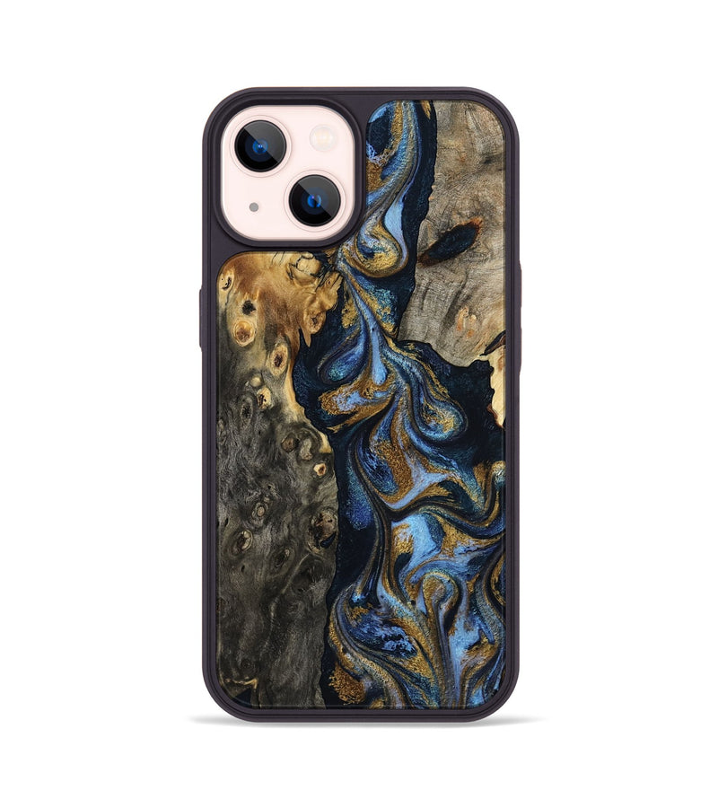 iPhone 14 Wood Phone Case - Jarrod (Teal & Gold, 801465)