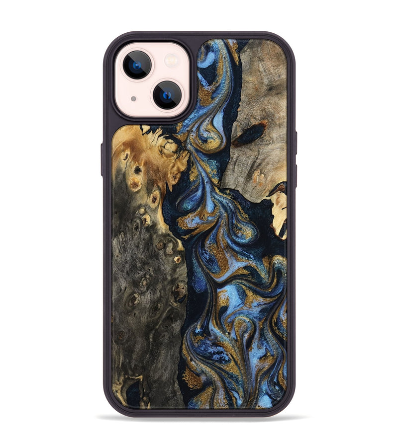 iPhone 14 Plus Wood Phone Case - Jarrod (Teal & Gold, 801465)