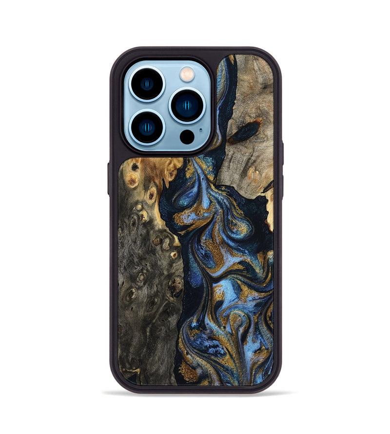 iPhone 14 Pro Wood Phone Case - Jarrod (Teal & Gold, 801465)