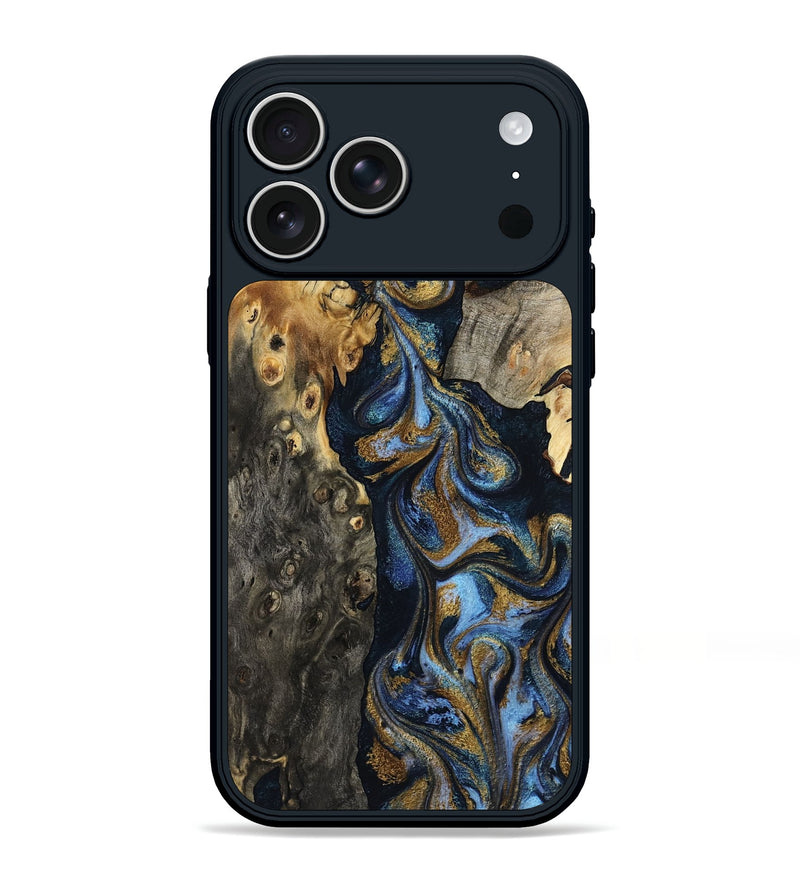 iPhone 17 Pro Max Wood Phone Case - Jarrod (Teal & Gold, 801465)