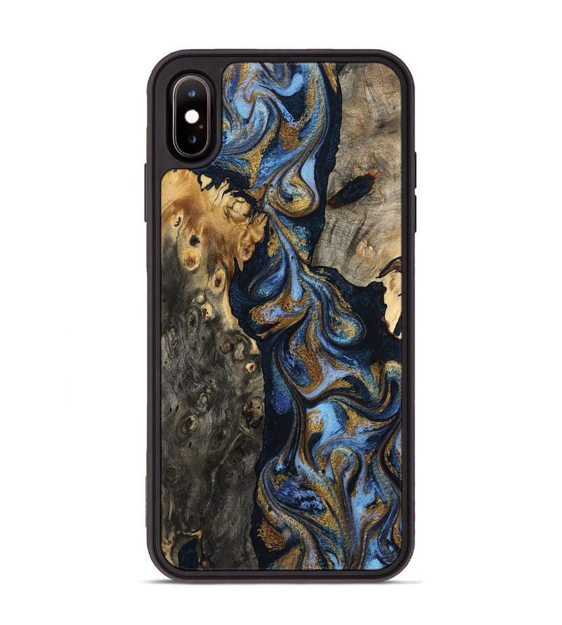 iPhone Xs Max Wood Phone Case - Jarrod (Teal & Gold, 801465)
