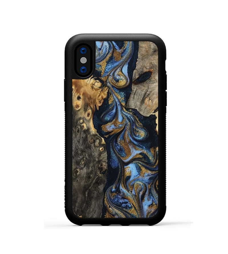 iPhone Xs Wood Phone Case - Jarrod (Teal & Gold, 801465)