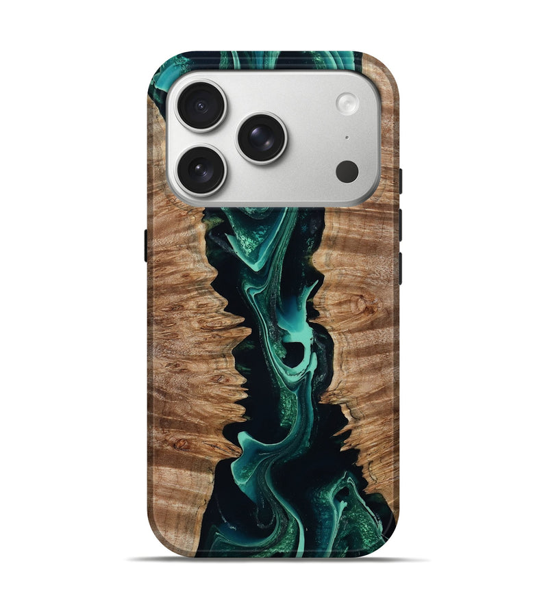 iPhone 17 Pro Wood Live Edge Phone Case - Carolyn (Green, 801466)