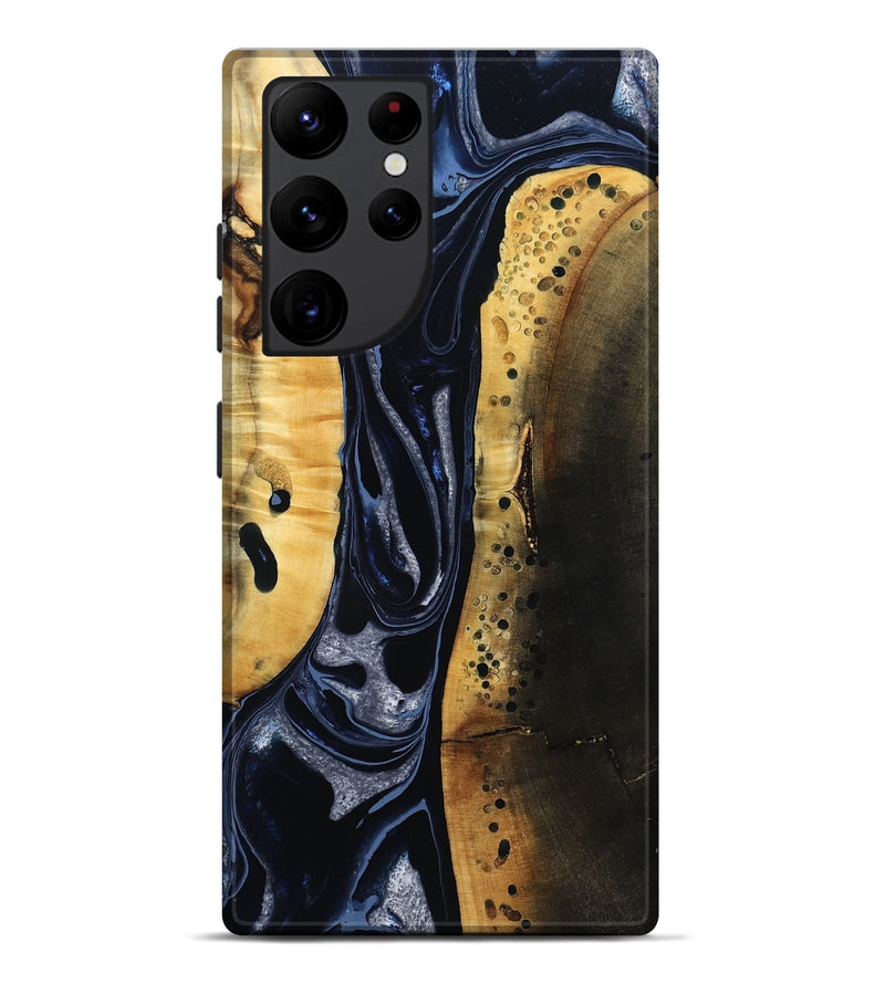 Galaxy S22 Ultra Wood Live Edge Phone Case - Velda (Black & White, 801467)