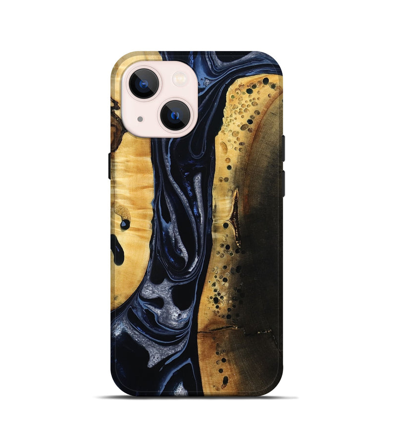 iPhone 13 mini Wood Live Edge Phone Case - Velda (Black & White, 801467)