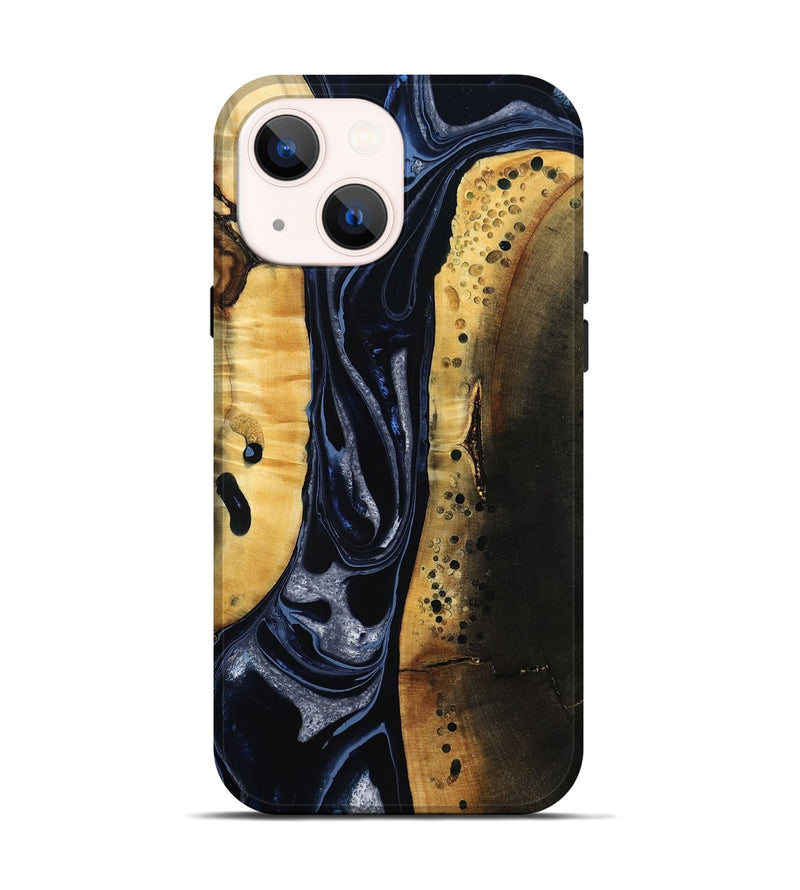 iPhone 14 Wood Live Edge Phone Case - Velda (Black & White, 801467)