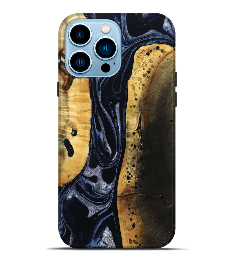 iPhone 14 Pro Max Wood Live Edge Phone Case - Velda (Black & White, 801467)