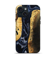 iPhone 15 Wood Live Edge Phone Case - Velda (Black & White, 801467)