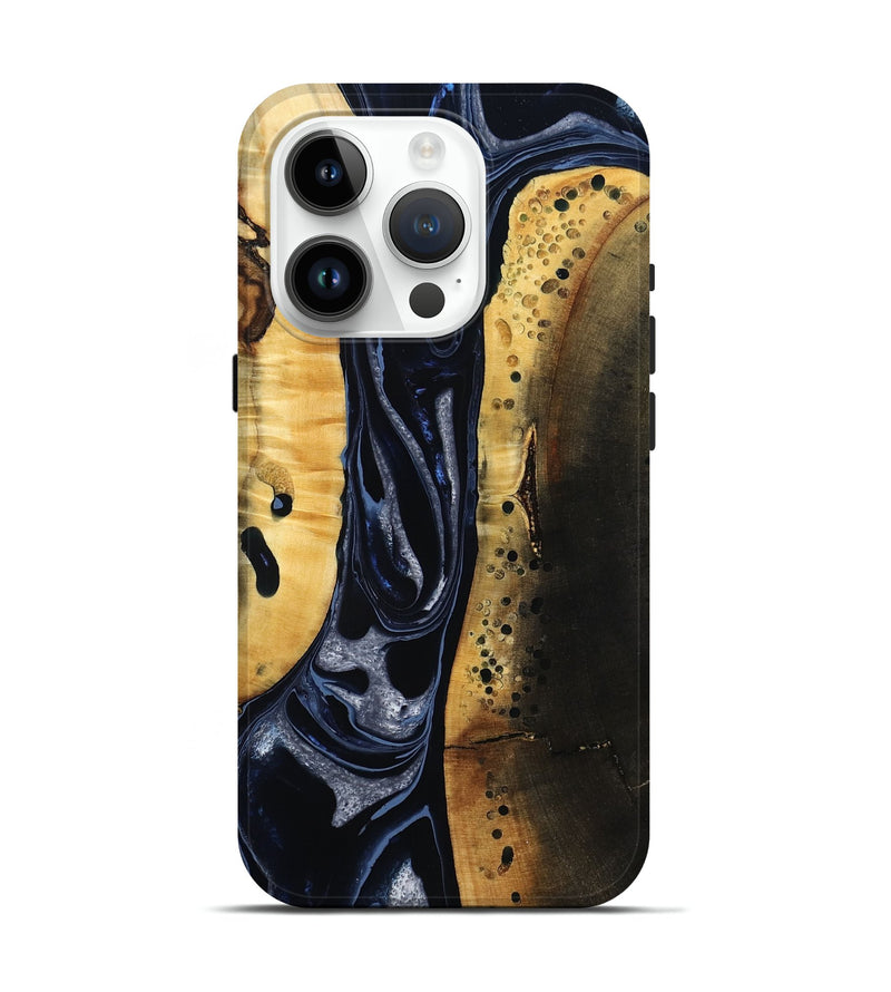 iPhone 15 Pro Wood Live Edge Phone Case - Velda (Black & White, 801467)
