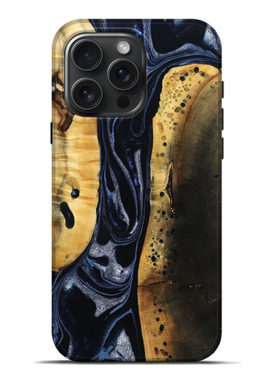 iPhone 16 Pro Max Wood Live Edge Phone Case - Velda (Black & White, 801467)