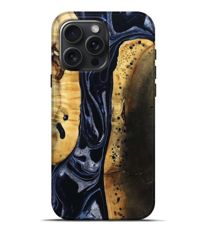 iPhone 16 Pro Max Wood Live Edge Phone Case - Velda (Black & White, 801467)