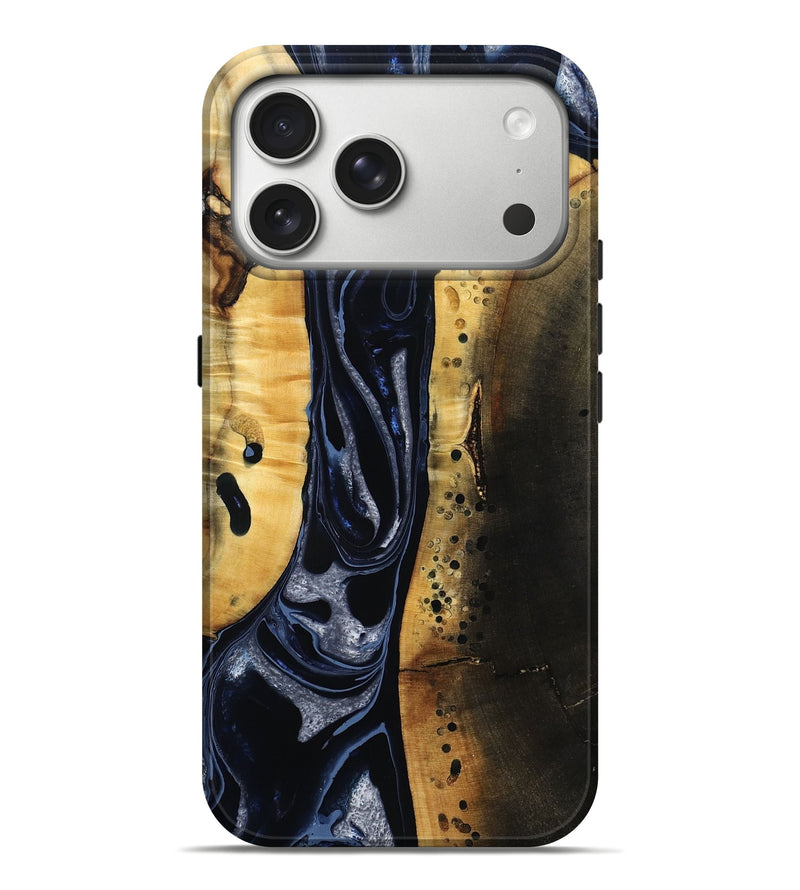 iPhone 17 Pro Max Wood Live Edge Phone Case - Velda (Black & White, 801467)