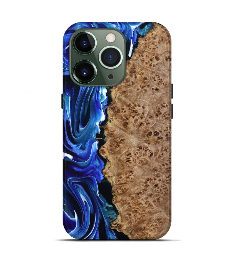 iPhone 13 Pro Wood Live Edge Phone Case - Dayana (Blue, 801469)