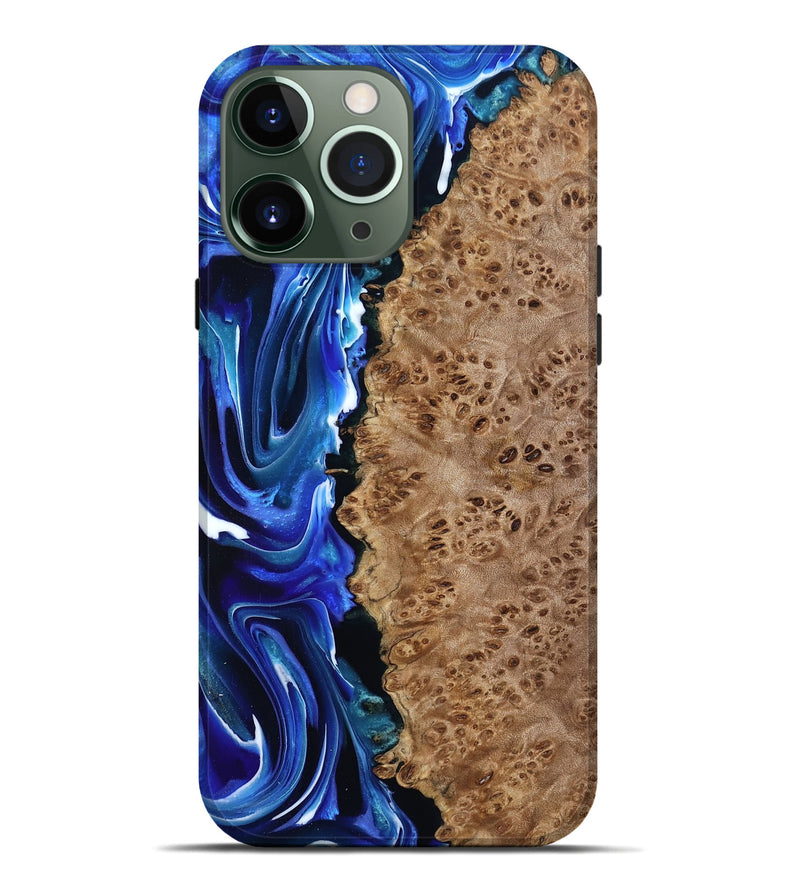 iPhone 13 Pro Max Wood Live Edge Phone Case - Dayana (Blue, 801469)