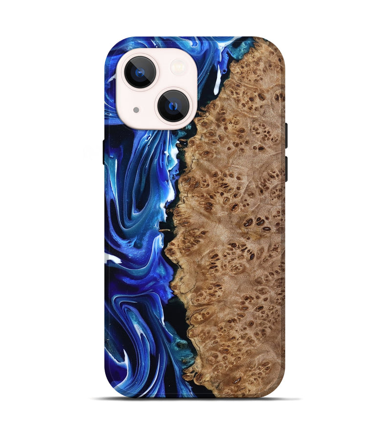 iPhone 14 Wood Live Edge Phone Case - Dayana (Blue, 801469)