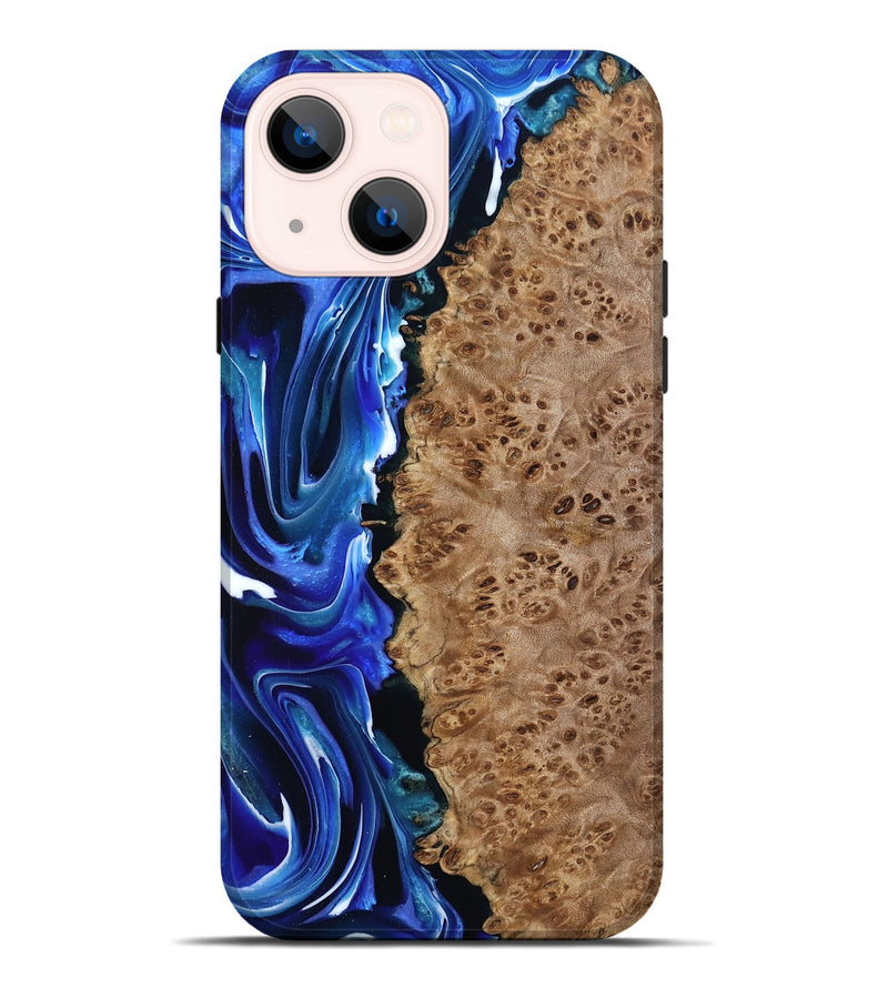 iPhone 14 Plus Wood Live Edge Phone Case - Dayana (Blue, 801469)