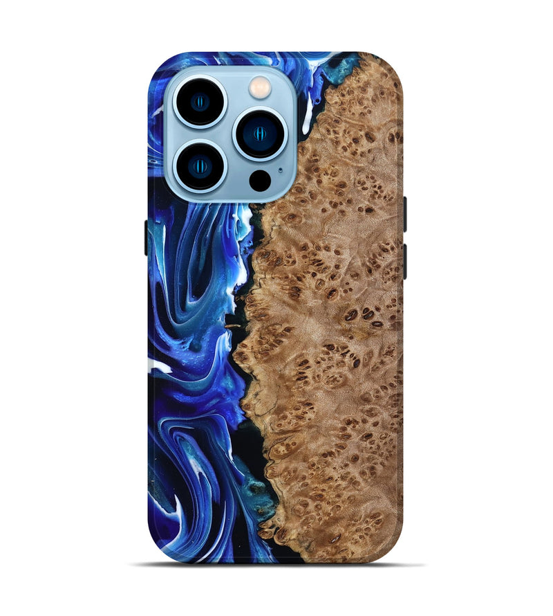 iPhone 14 Pro Wood Live Edge Phone Case - Dayana (Blue, 801469)