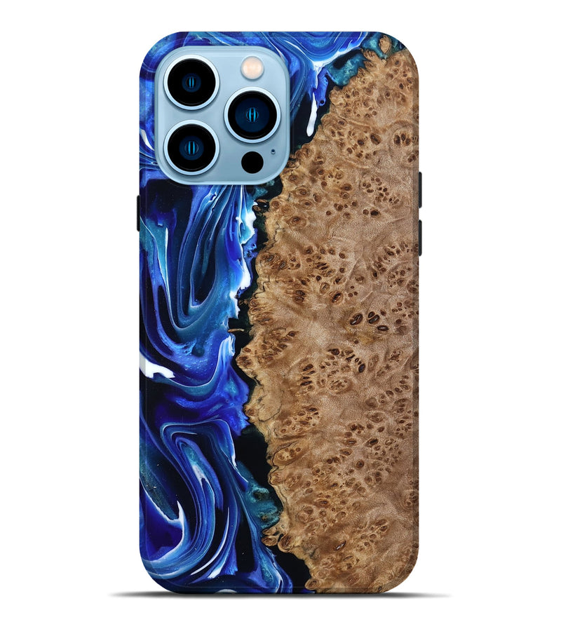 iPhone 14 Pro Max Wood Live Edge Phone Case - Dayana (Blue, 801469)