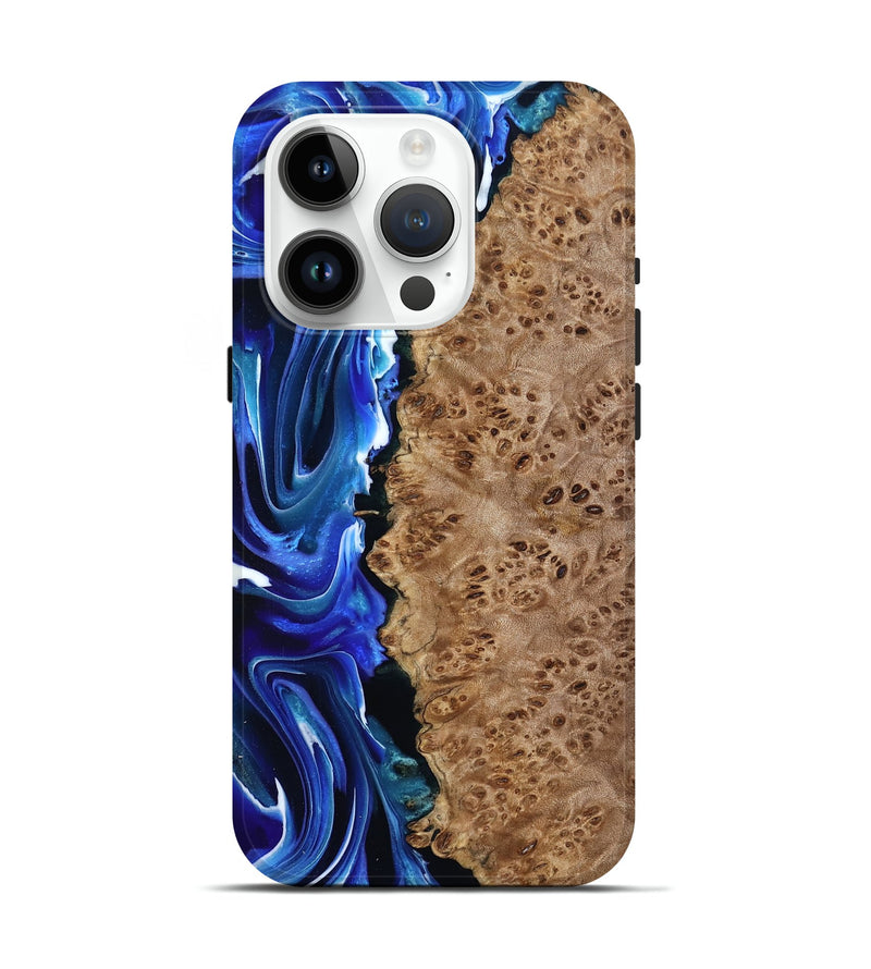 iPhone 15 Pro Wood Live Edge Phone Case - Dayana (Blue, 801469)