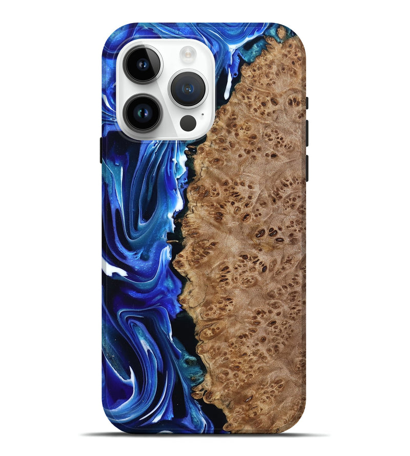 iPhone 15 Pro Max Wood Live Edge Phone Case - Dayana (Blue, 801469)