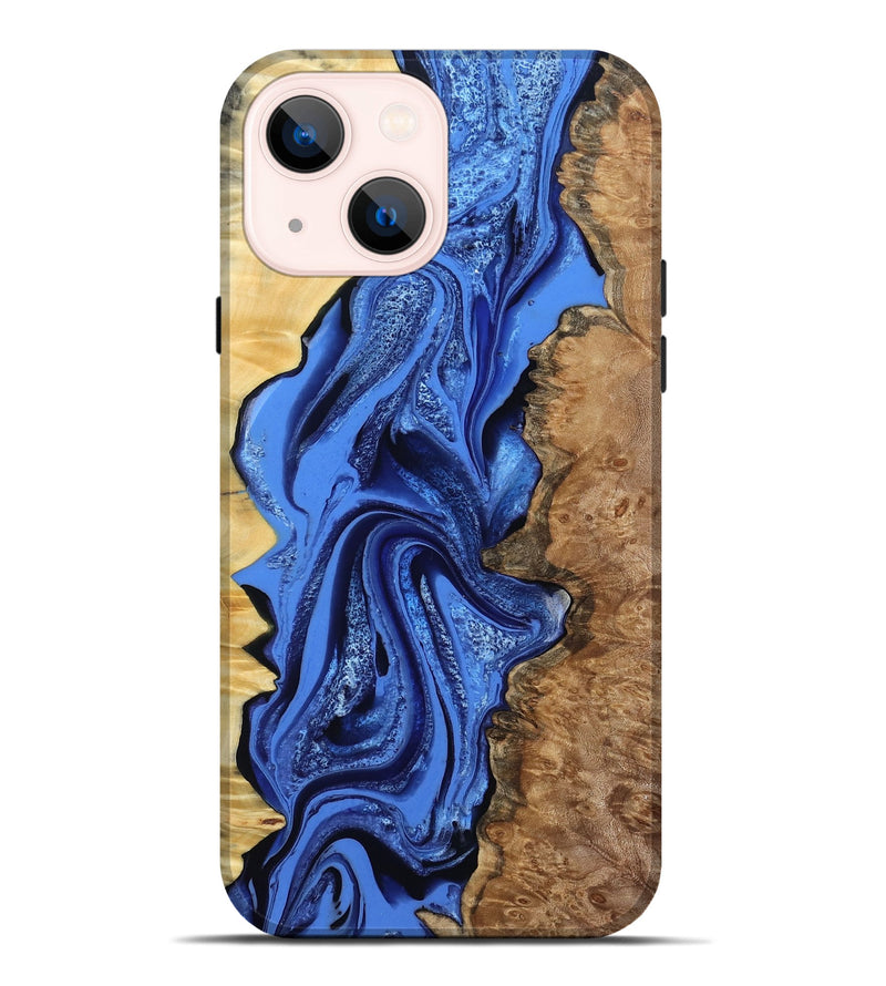 iPhone 14 Plus Wood Live Edge Phone Case - Arnold (Blue, 801470)