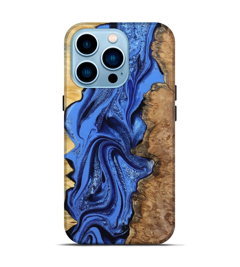 iPhone 14 Pro Wood Live Edge Phone Case - Arnold (Blue, 801470)