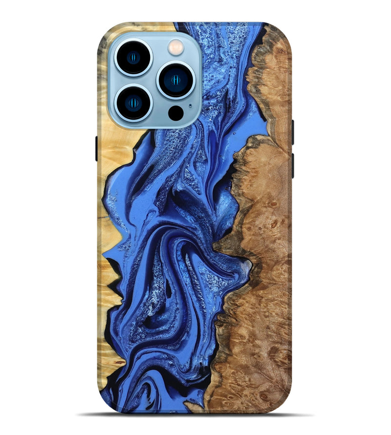 iPhone 14 Pro Max Wood Live Edge Phone Case - Arnold (Blue, 801470)