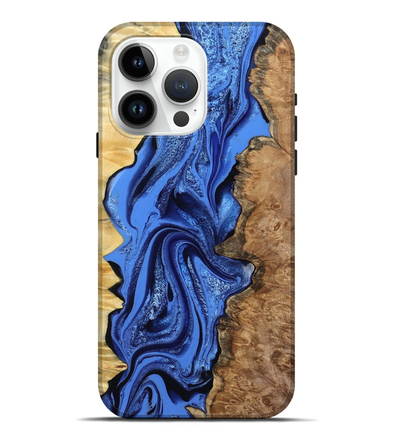 iPhone 15 Pro Max Wood Live Edge Phone Case - Arnold (Blue, 801470)