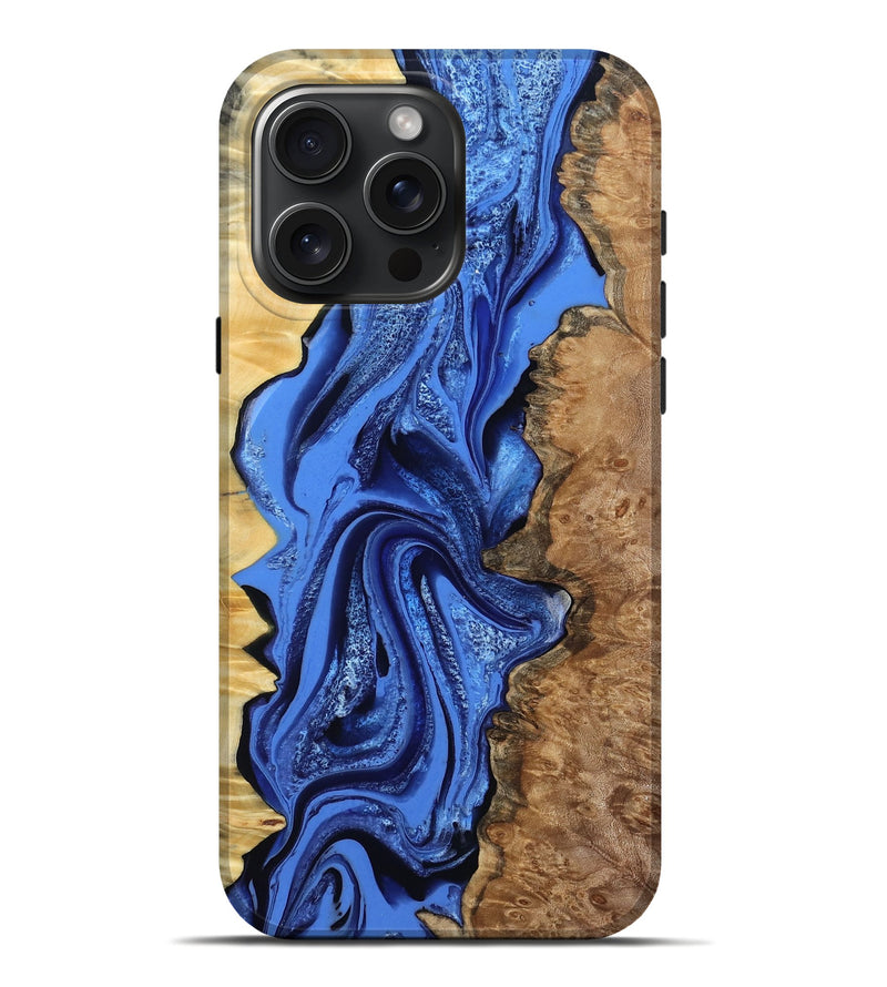 iPhone 16 Pro Max Wood Live Edge Phone Case - Arnold (Blue, 801470)