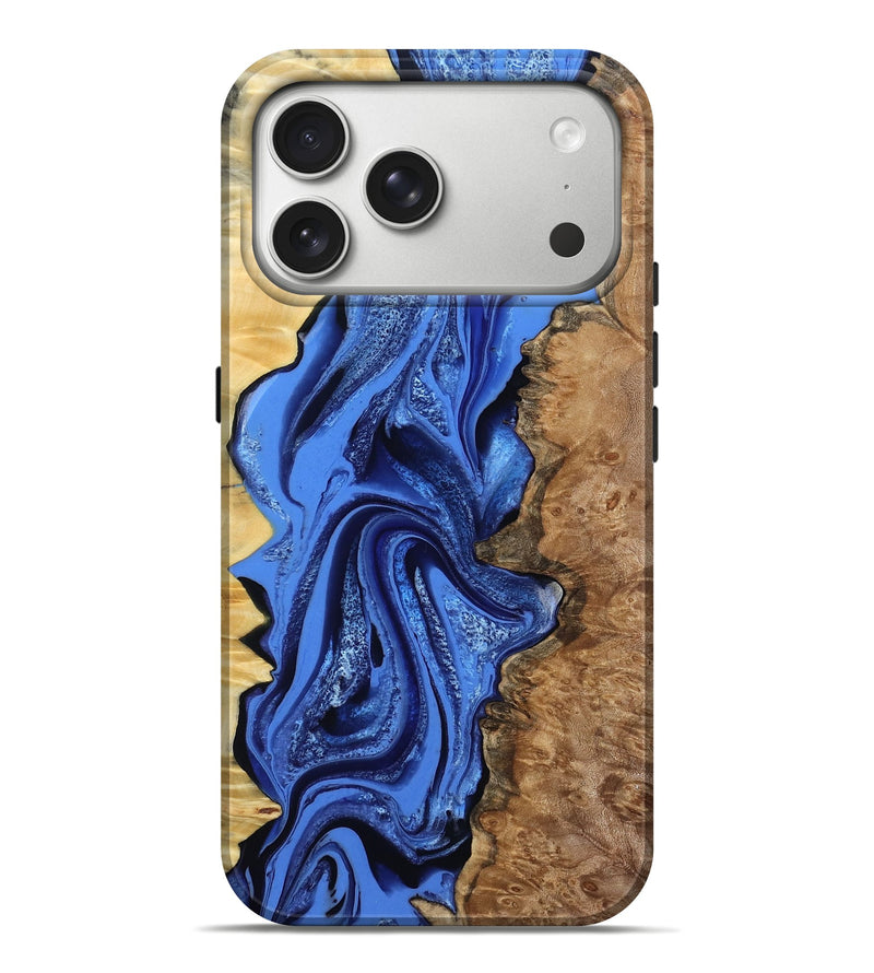 iPhone 17 Pro Max Wood Live Edge Phone Case - Arnold (Blue, 801470)