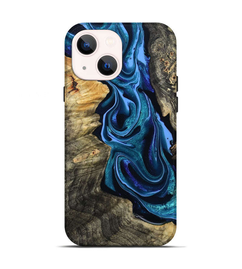 iPhone 13 Wood Live Edge Phone Case - Khloe (Blue, 801473)
