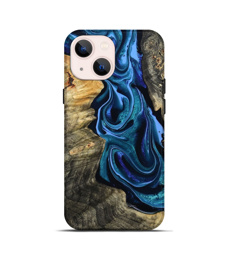 iPhone 13 mini Wood Live Edge Phone Case - Khloe (Blue, 801473)