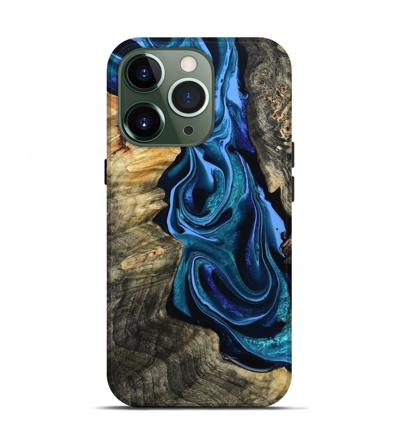 iPhone 13 Pro Wood Live Edge Phone Case - Khloe (Blue, 801473)