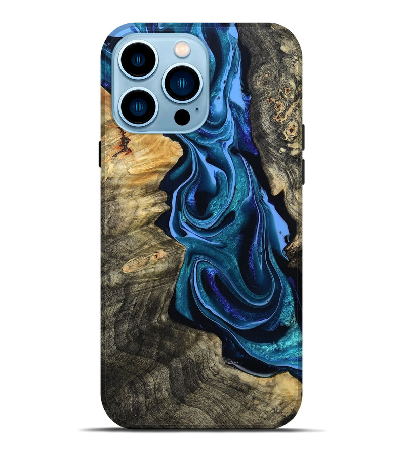 iPhone 14 Pro Max Wood Live Edge Phone Case - Khloe (Blue, 801473)