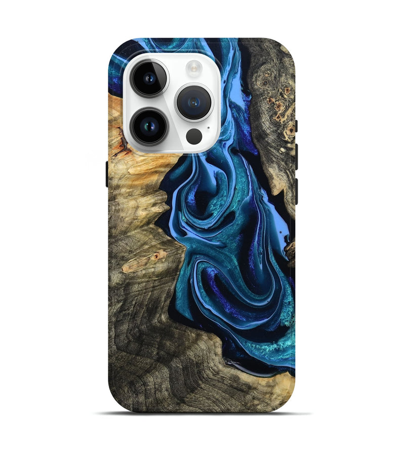 iPhone 15 Pro Wood Live Edge Phone Case - Khloe (Blue, 801473)