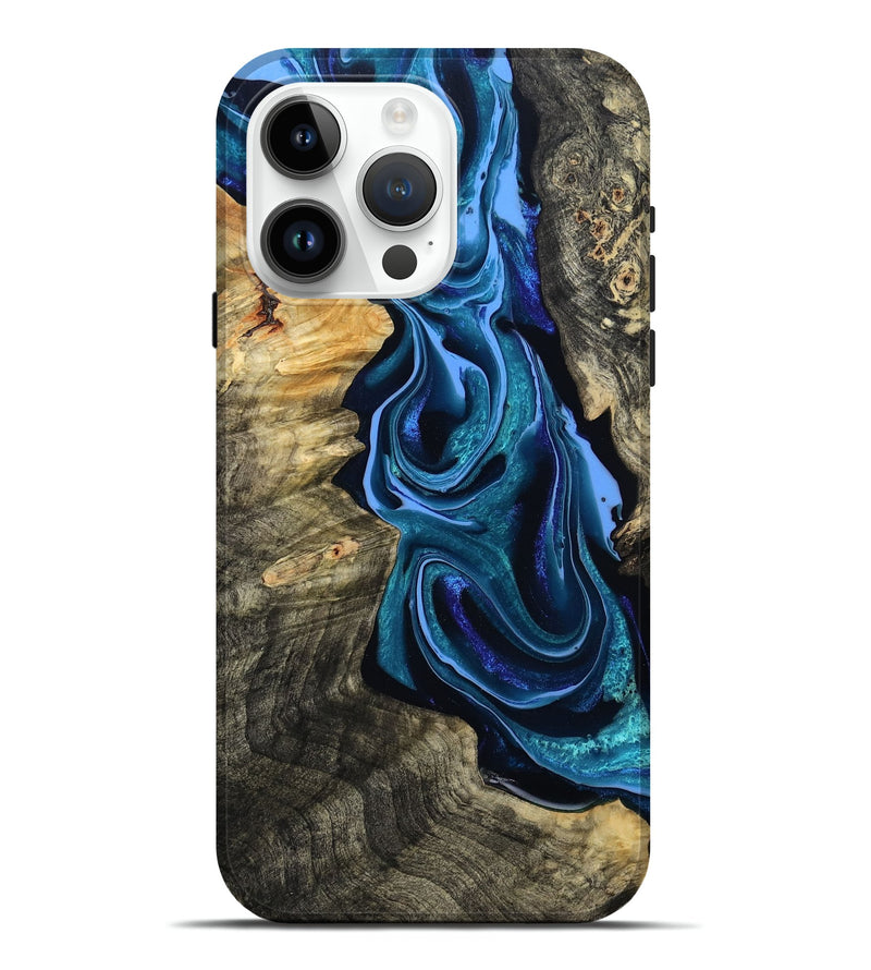 iPhone 15 Pro Max Wood Live Edge Phone Case - Khloe (Blue, 801473)