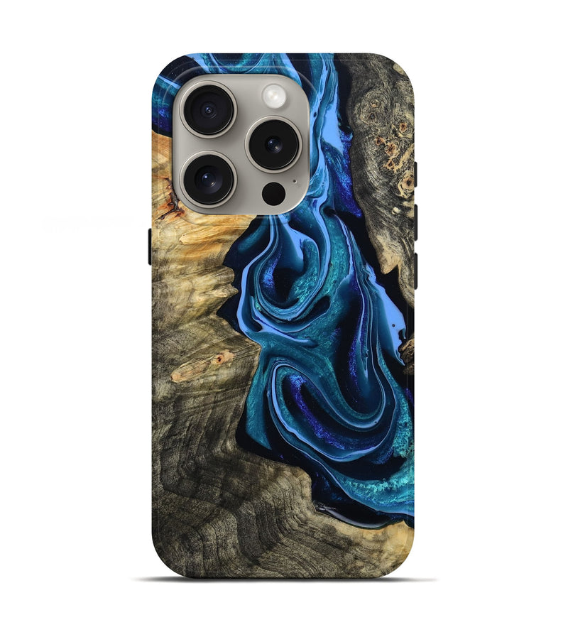 iPhone 16 Pro Wood Live Edge Phone Case - Khloe (Blue, 801473)