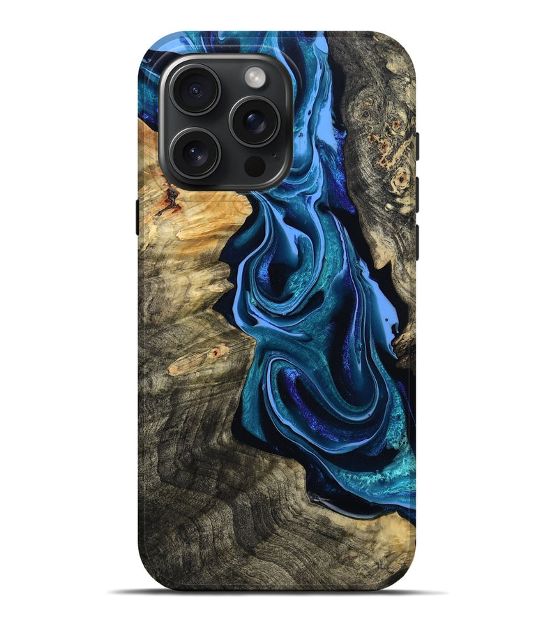 iPhone 16 Pro Max Wood Live Edge Phone Case - Khloe (Blue, 801473)