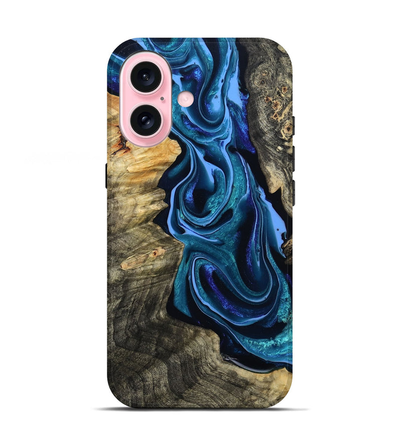 iPhone 17 Wood Live Edge Phone Case - Khloe (Blue, 801473)