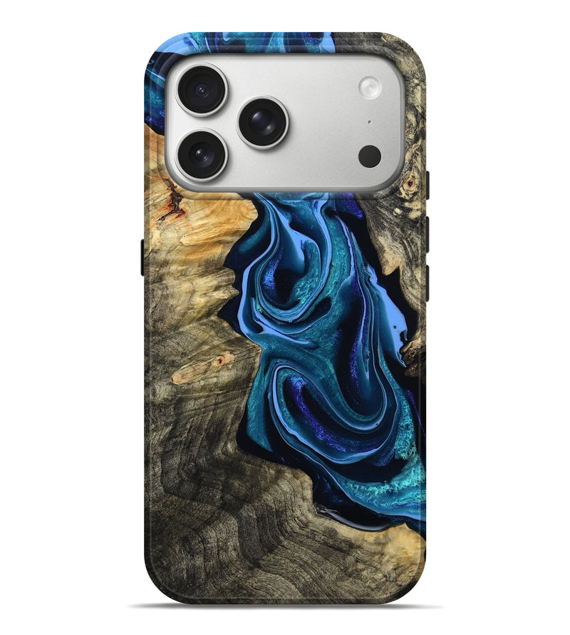 iPhone 17 Pro Max Wood Live Edge Phone Case - Khloe (Blue, 801473)