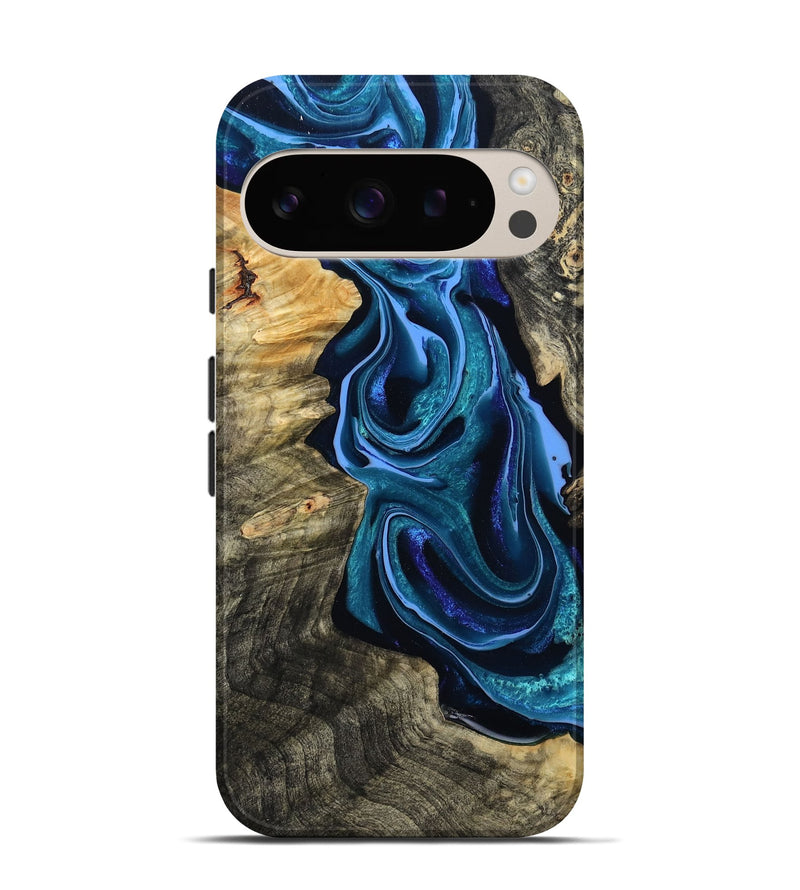 Pixel 9 Pro Wood Live Edge Phone Case - Khloe (Blue, 801473)