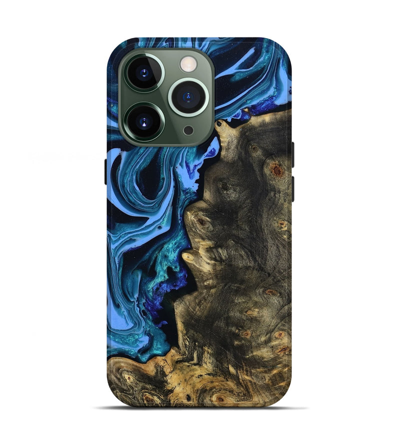 iPhone 13 Pro Wood Live Edge Phone Case - Jason (Blue, 801474)