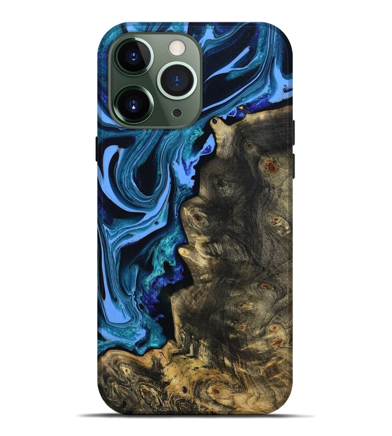 iPhone 13 Pro Max Wood Live Edge Phone Case - Jason (Blue, 801474)