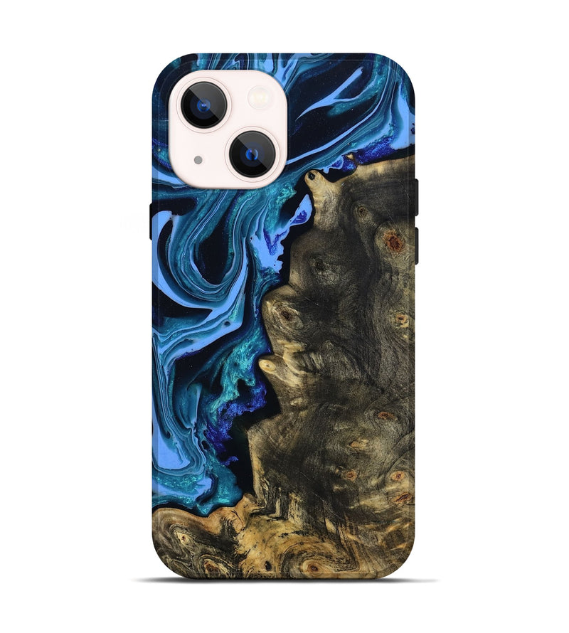 iPhone 14 Wood Live Edge Phone Case - Jason (Blue, 801474)