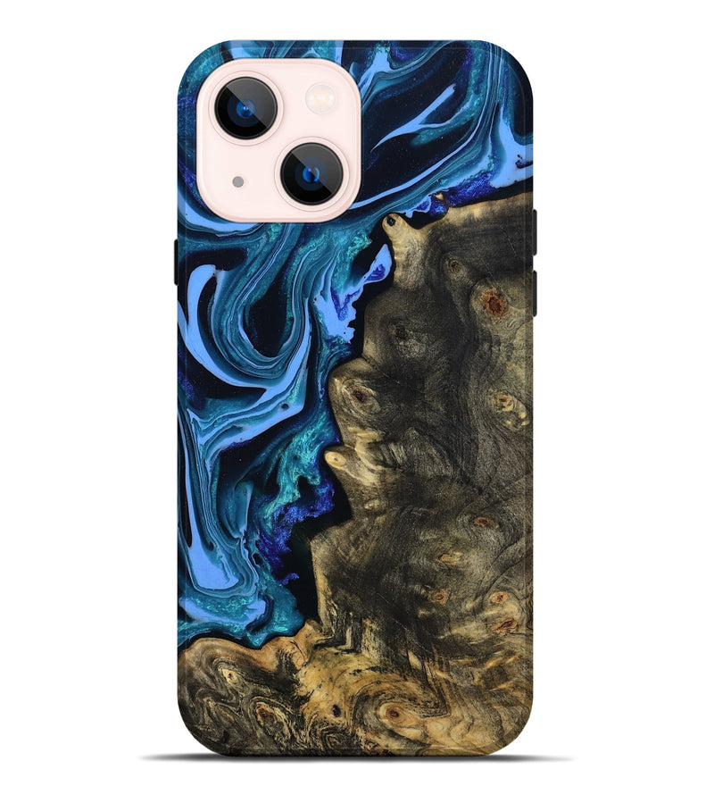 iPhone 14 Plus Wood Live Edge Phone Case - Jason (Blue, 801474)