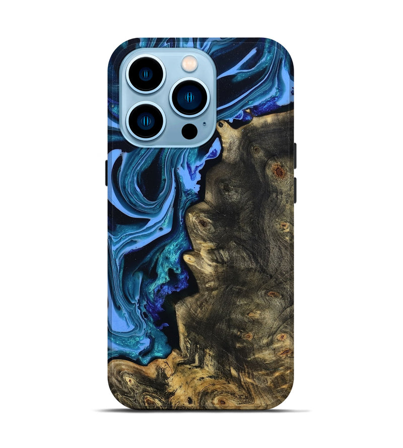 iPhone 14 Pro Wood Live Edge Phone Case - Jason (Blue, 801474)