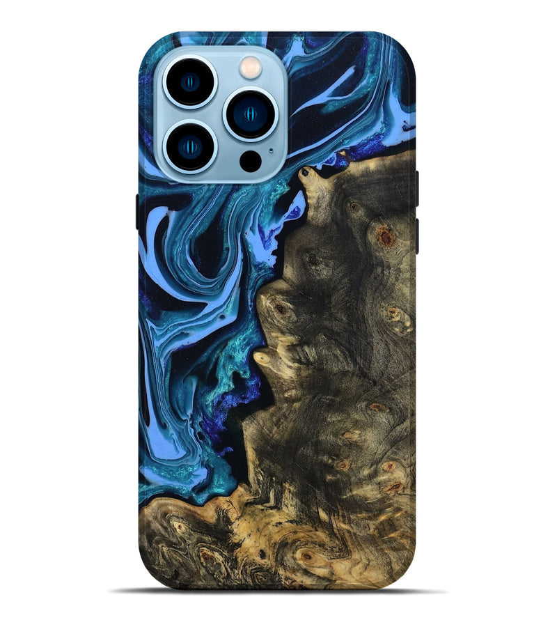 iPhone 14 Pro Max Wood Live Edge Phone Case - Jason (Blue, 801474)