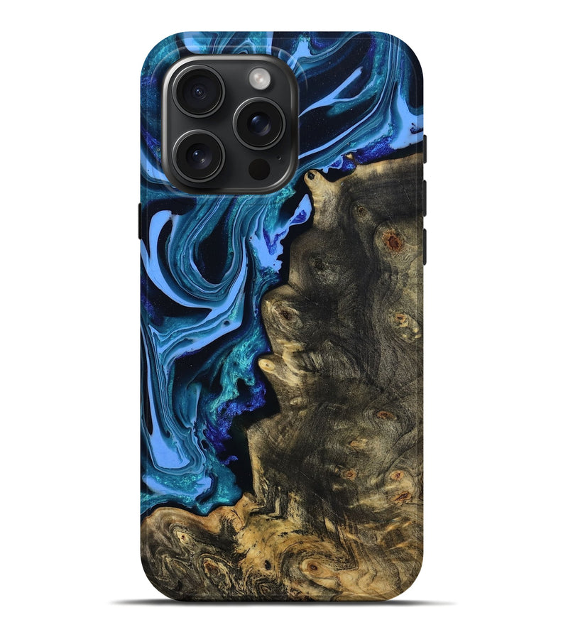 iPhone 16 Pro Max Wood Live Edge Phone Case - Jason (Blue, 801474)
