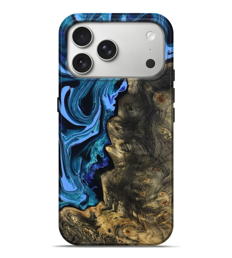 iPhone 17 Pro Max Wood Live Edge Phone Case - Jason (Blue, 801474)