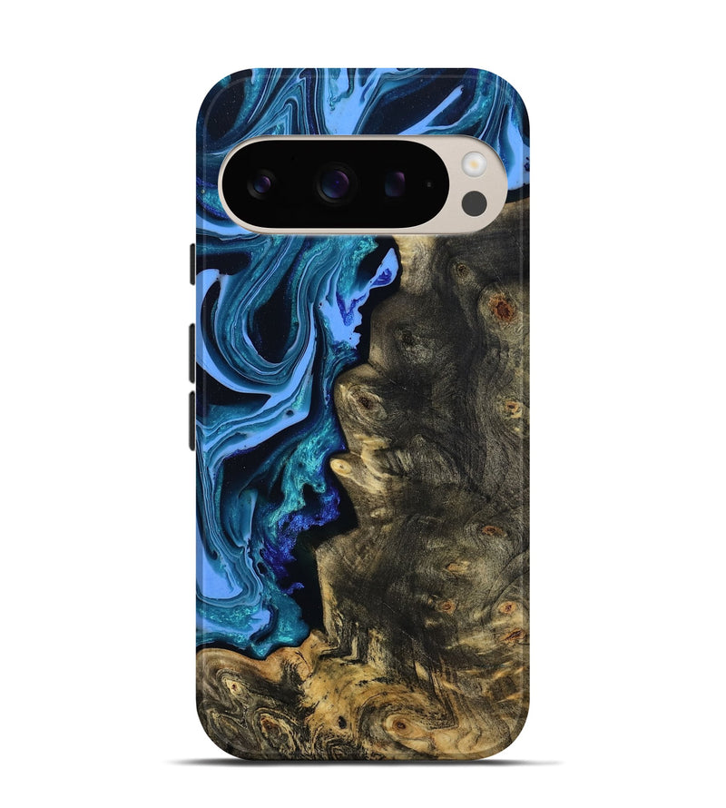 Pixel 9 Pro Wood Live Edge Phone Case - Jason (Blue, 801474)